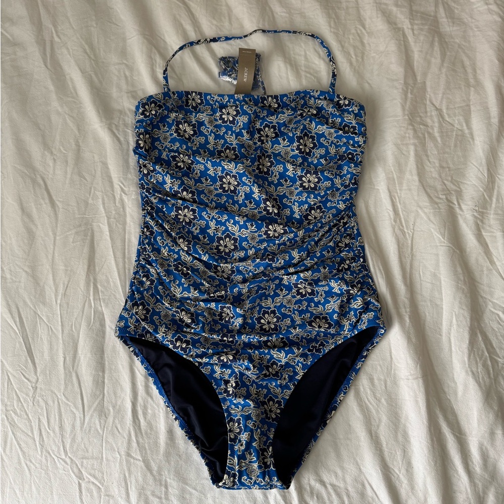 J Crew Ruched bandeau one piece Swimsuit